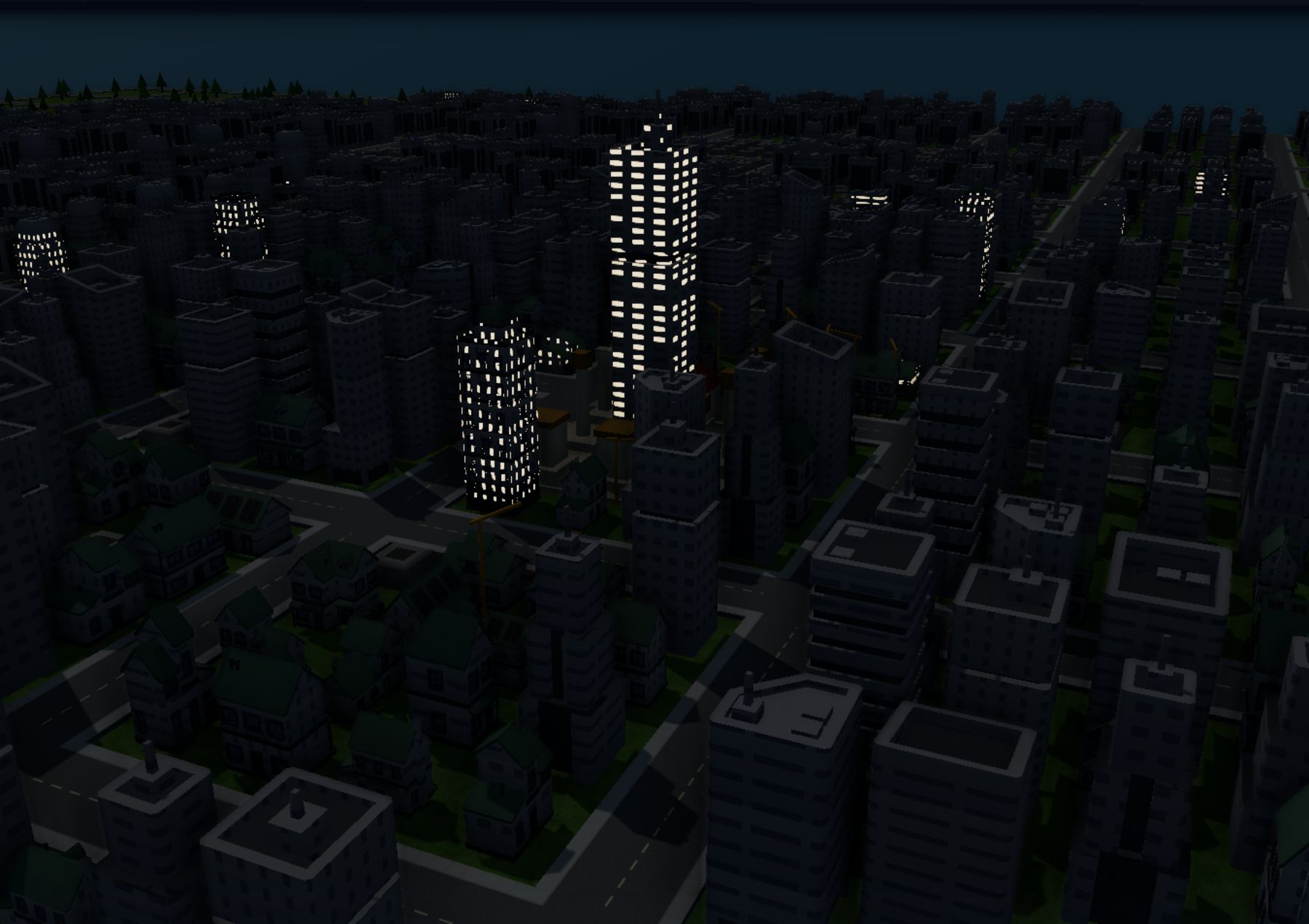 La ville de nuit, seules les pages qui reçoivent des clics sont allumées